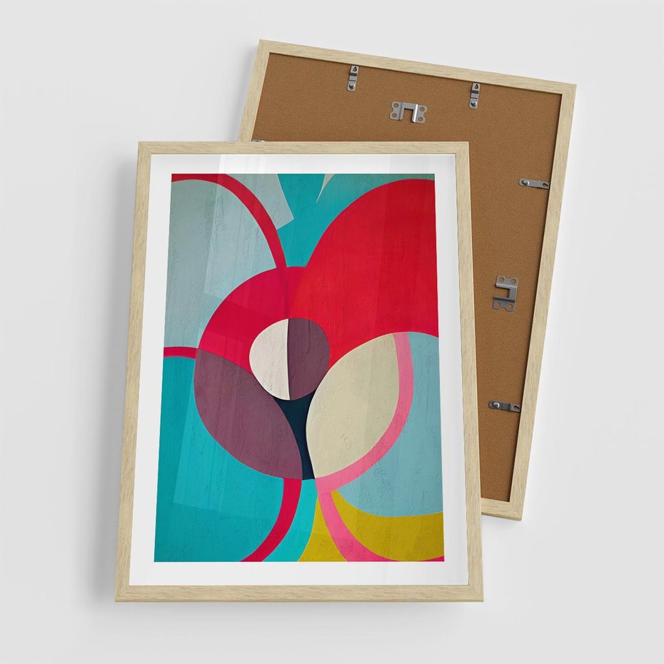 Plakat w ramie 50x70 - Kolorowe Odsłony Inspiracji - abstrakcyjny obraz, olejny - rama drewno