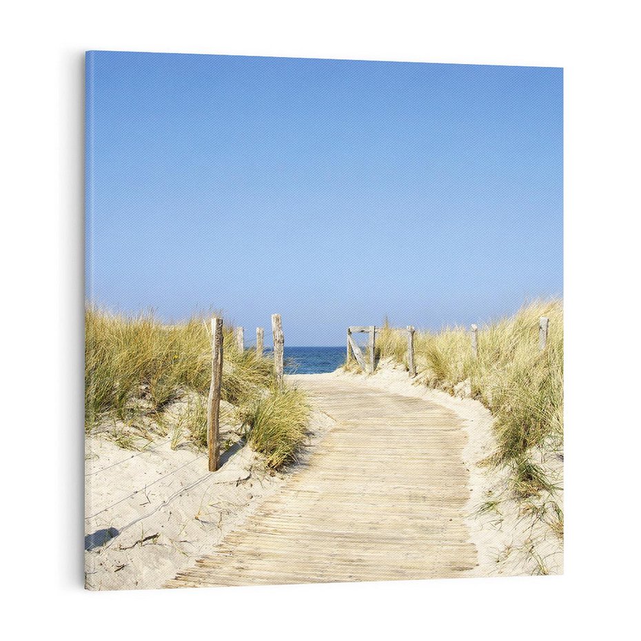 Obraz na płótnie 50x50 - Plaża: magia morza i wydm - plaża, morze