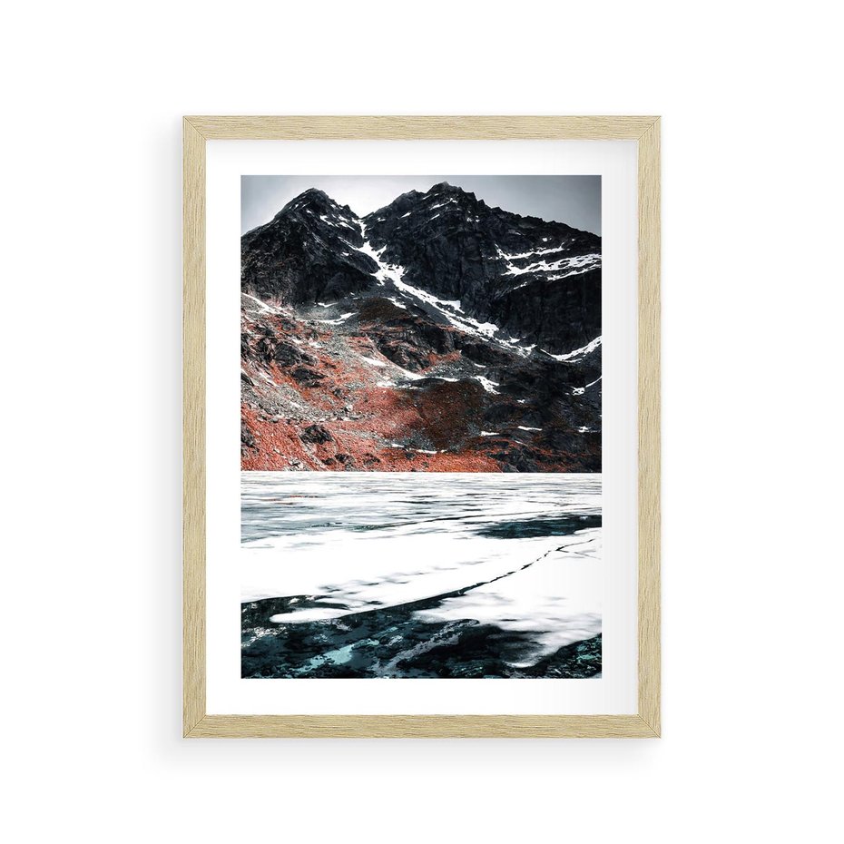 Plakat w ramie 30x40 - Śnieżna Opowieść - górski krajobraz, zima w górach - rama drewno