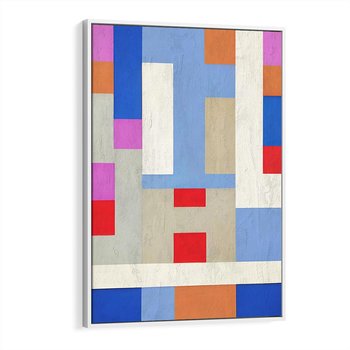 Obraz w ramie 80x120 - Bezczasowe Przenikanie Kształtów - abstrakcyjne geometryczne kształty, olejny obraz - rama biała