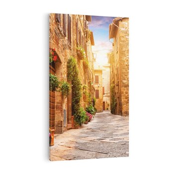 Obraz na płótnie 50x70 - Urok uliczki miejskiej z kwiatami - sklep, uliczka
