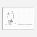 Obraz w ramie 70x50 - Wspólne Kroki - line art, szkic - rama biała