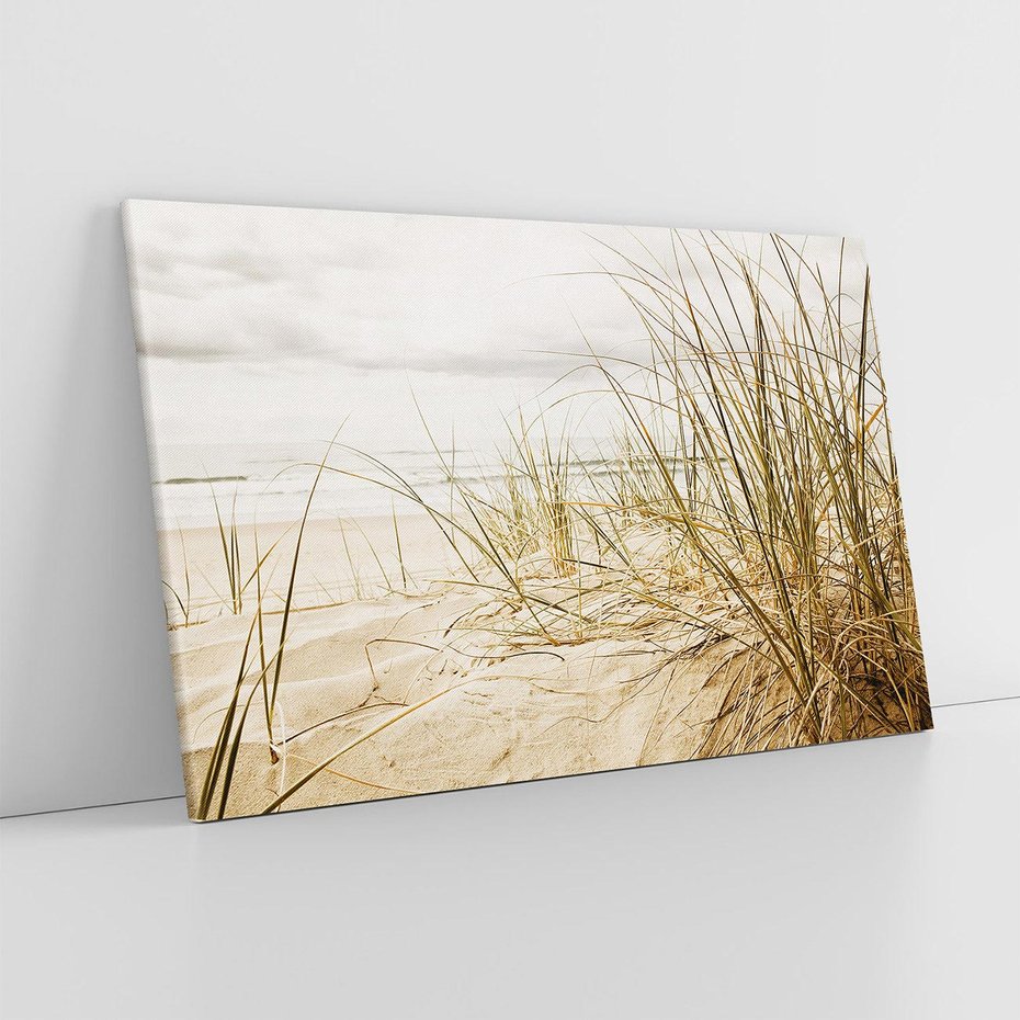 Obraz na płótnie 120x80 - Oaza nad morzem: plaża i roślinność - plaża, morze