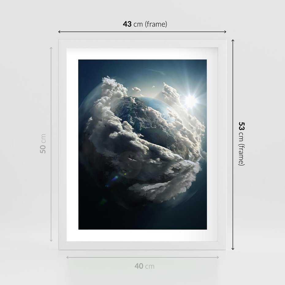 Plakat w ramie 40x50 - Chmurowa aura nad horyzontem - atmosfera, chmury - rama biała