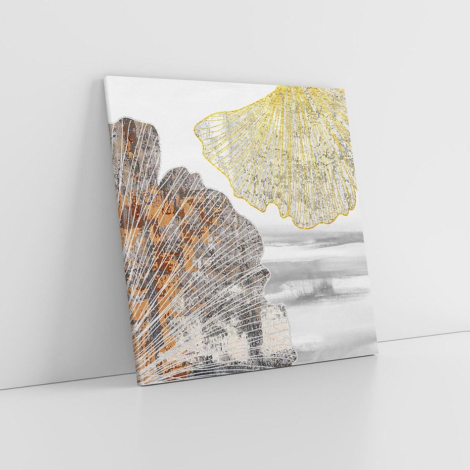 Obraz na płótnie 80x80 - Złote liście melancholii - liście miłorzębu, tekstura