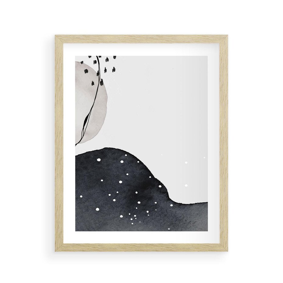 Plakat w ramie 40x50 - Szara Abstrakcja - abstrakcja, akwarela - rama drewno