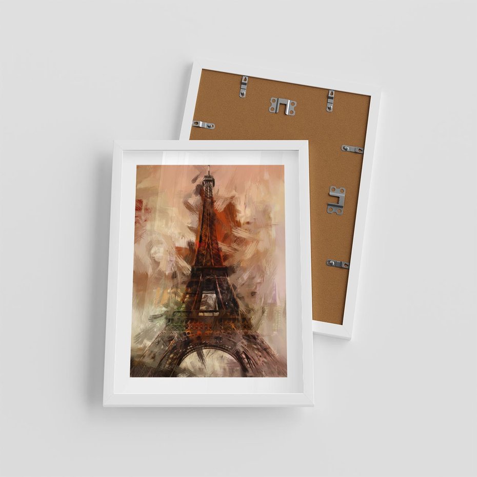 Plakat w ramie 30x40 - Abstrakcyjna Eiffla - miasto w nowej formie - Eiffla, abstrakcja - rama biała