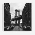 Obraz w ramie 80x80 - Ikona Miasta - Nowy Jork, most - rama biała