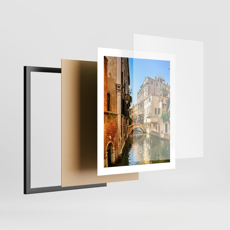 Plakat w ramie 40x50 - Magia Kanałów Weneckich - Wenecja, kanały - rama czarna