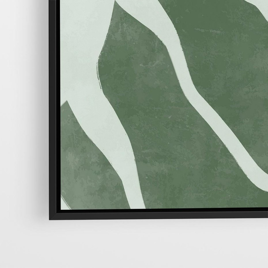 Obraz w ramie 50x50 - Zieleń Odpoczynku - zielony plakat, nieregularne splątane linie - rama czarna