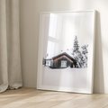 Plakat bez ramy 30x40 - Zimowy Azyl: Domek w Górach - domek w górach, śnieg