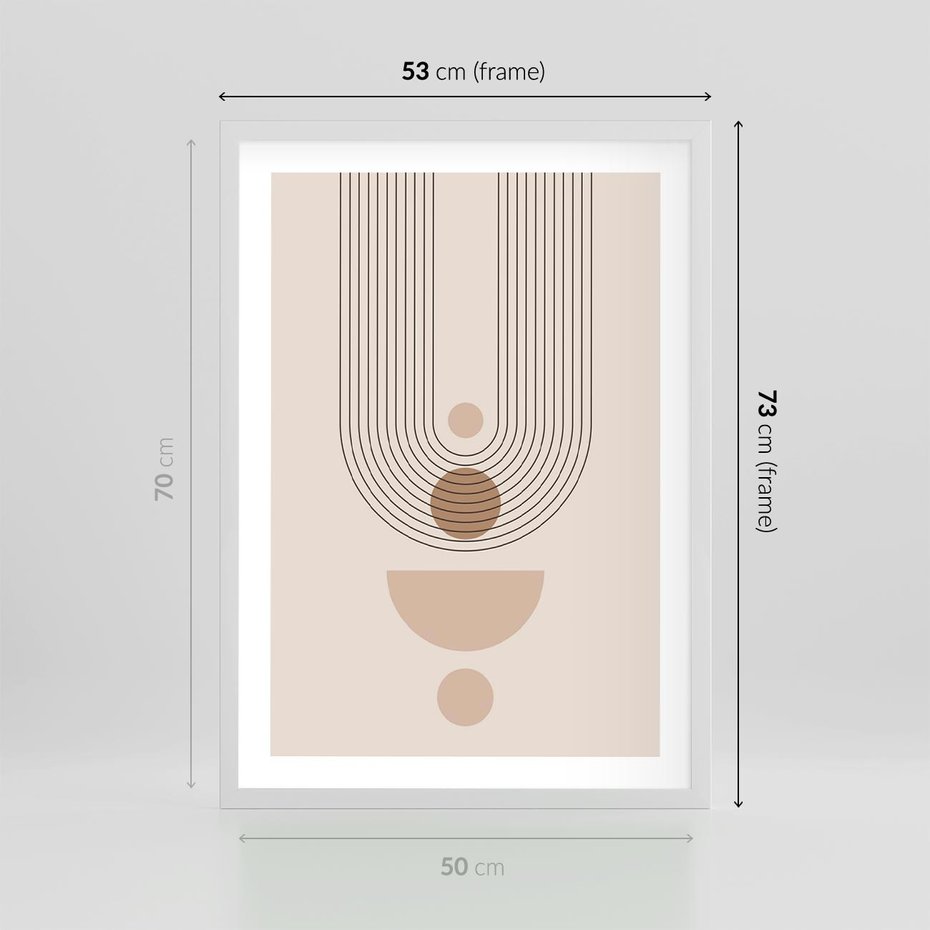 Plakat w ramie 50x70 - Strukturalne Kształty Postępu - boho plakat, minimalizm - rama biała