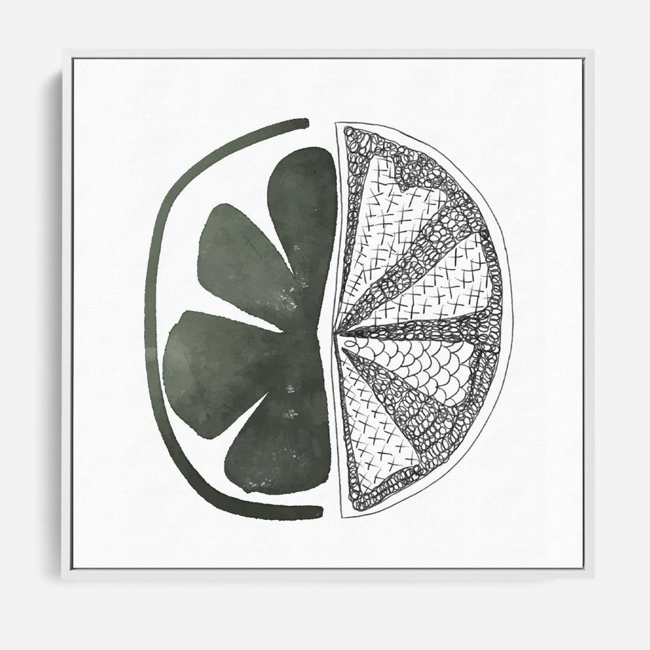 Obraz w ramie 50x50 - Cytrynowe Echo - minimalistyczny plakat, cytryna - rama biała