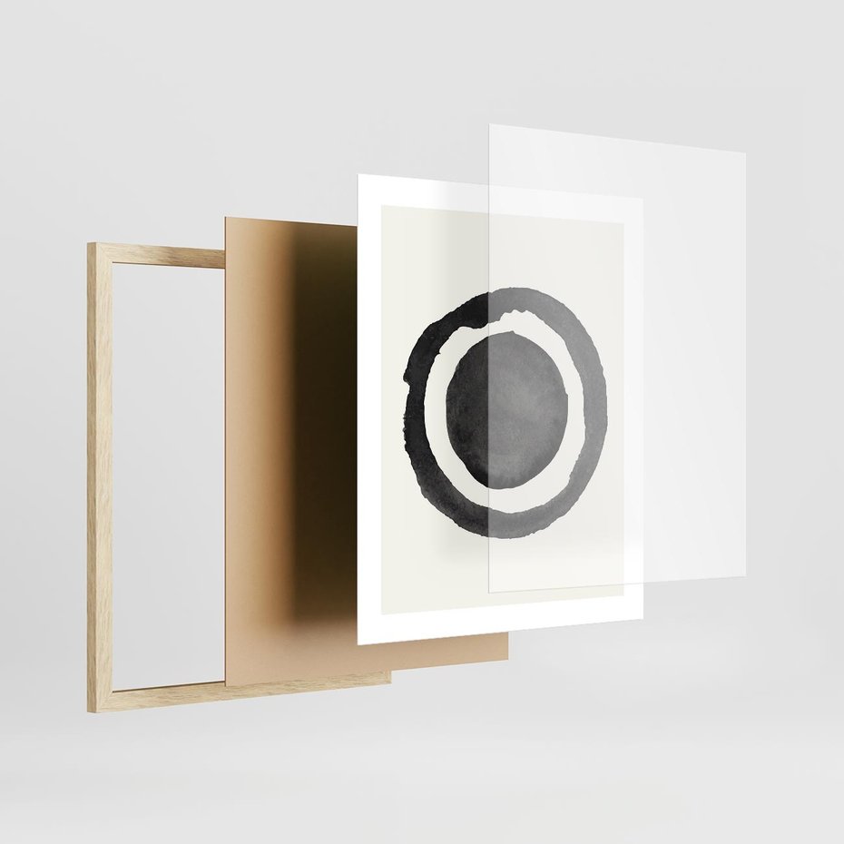 Plakat w ramie 40x50 - Bezgraniczne Widoki - abstrakcyjne plamy okręgi, akwarelowe - rama drewno