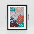 Plakat w ramie 30x40 - Impresje Kształtów - abstrakcyjna kompozycja kwiatowych form, kolor zgaszone - rama czarna
