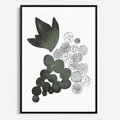Obraz w ramie 70x100 - Grono Abstrakcji - minimalistyczny plakat, winogrona - rama czarna