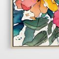 Obraz w ramie 50x50 - Kwiatowy Impuls Kolorów - abstrakcyjne kolorowe kwiaty, szkic - rama drewno