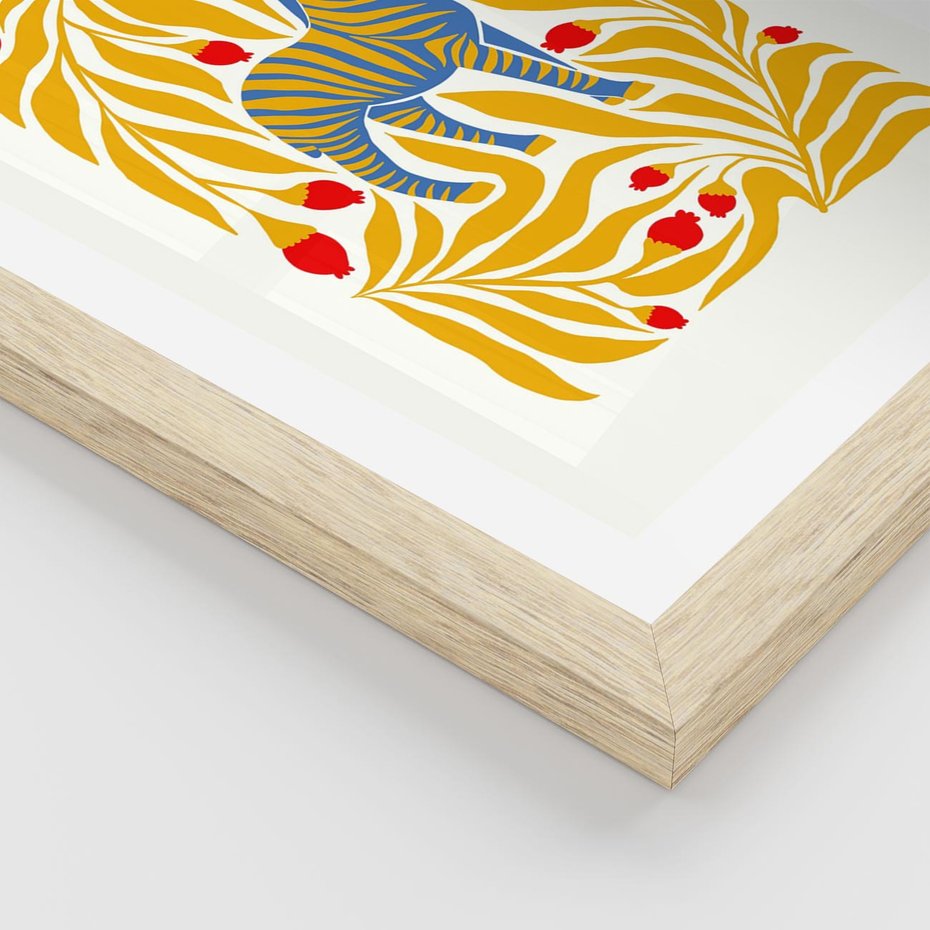 Plakat w ramie 40x50 - Zebra w Nowoczesności - abstrakcyjna nowoczesna grafika, pośrodku zebra - rama drewno