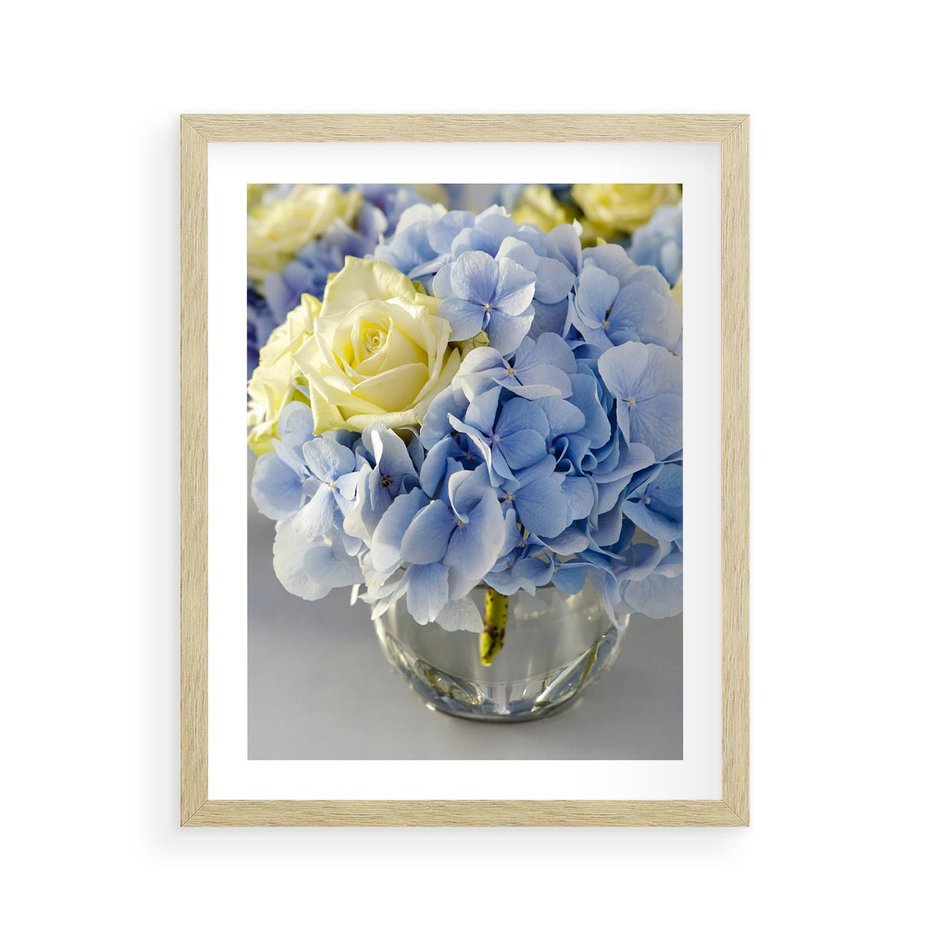 Plakat w ramie 40x50 - Różany Bukiet - bukiet, kwiaty - rama drewno