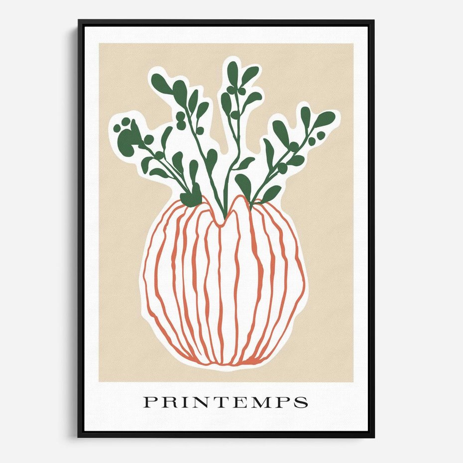 Obraz w ramie 70x100 - Boho Refleksje Natury - gałązki w wazonie, typografia - rama czarna