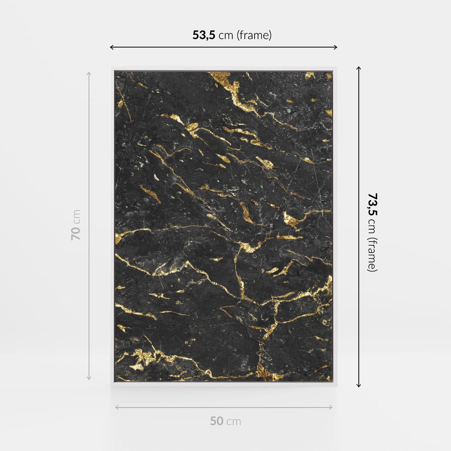 Obraz w ramie 50x70 - Egzotyczny Blask - marmur, złoto - rama biała