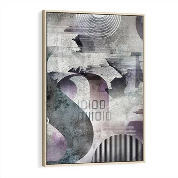 Obraz w ramie 70x100 - Nocne opowieści w barwach - typografia, abstrakcja - rama drewno