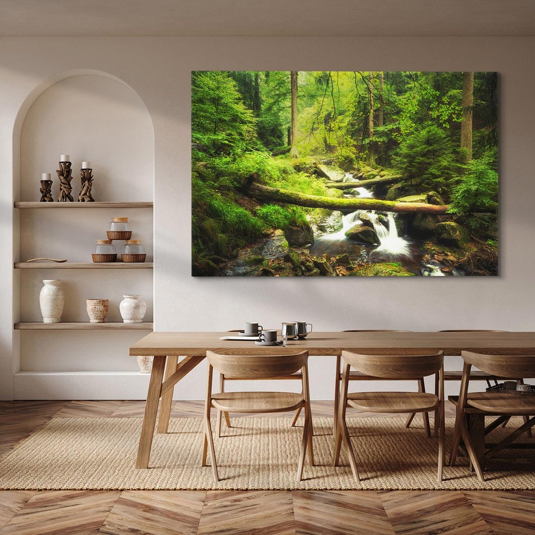 Obraz na płótnie 120x80 - Magiczny Strumień w Lesie - strumień, las