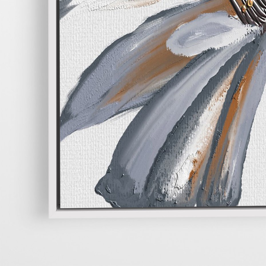 Obraz w ramie 50x70 - Olejne kwiaty - wyraz emocji - kwiaty, malowane - rama biała