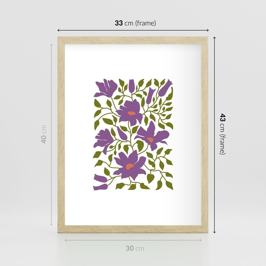 Plakat w ramie 30x40 - Rozmyte Granice - kwiaty, kompozycja - rama drewno