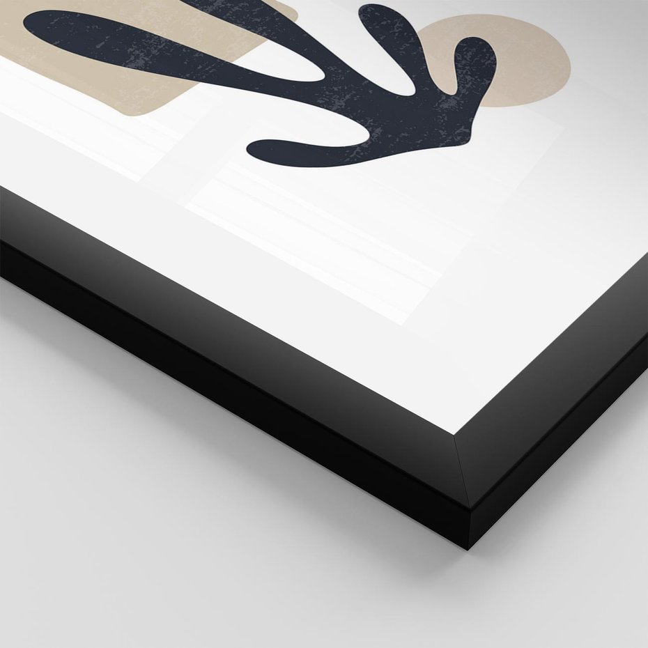 Plakat w ramie 30x40 - Granatowa Odsłona - minimalistyczna nowczesna grafika, styl matisse - rama czarna