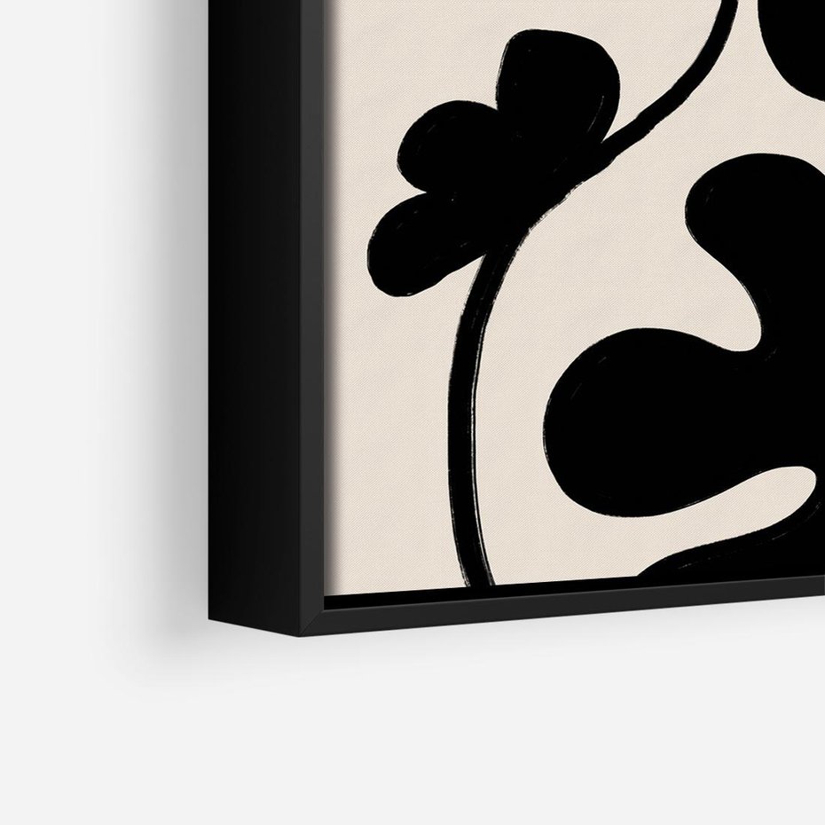 Obraz w ramie 50x50 - Wyjątkowość Boho - minimalistyczny abstrakcyjny obraz, prymitywne kwiaty - rama czarna