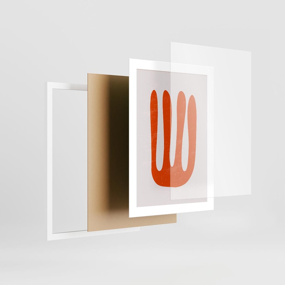 Plakat w ramie 30x40 - Eksploracja Nowego Światła - abstrakcyjna pomarańczowa forma, minimalizm - rama biała