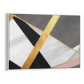 Obraz w ramie 120x80 - Pudrowe Abstrakcyjne Lustra - złote abstrakcyjne linie, szarość - rama biała