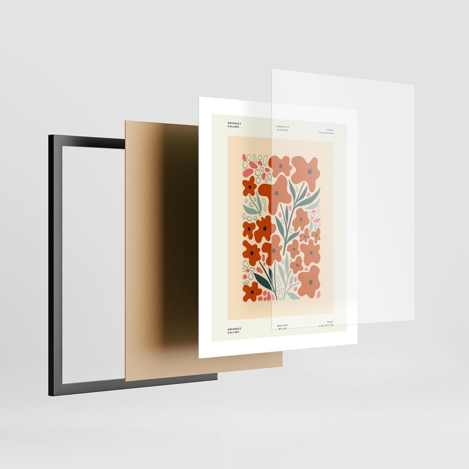 Plakat w ramie 40x50 - Refleksje Kolorowych Tajemnic - kwiaty, kompozycja - rama czarna