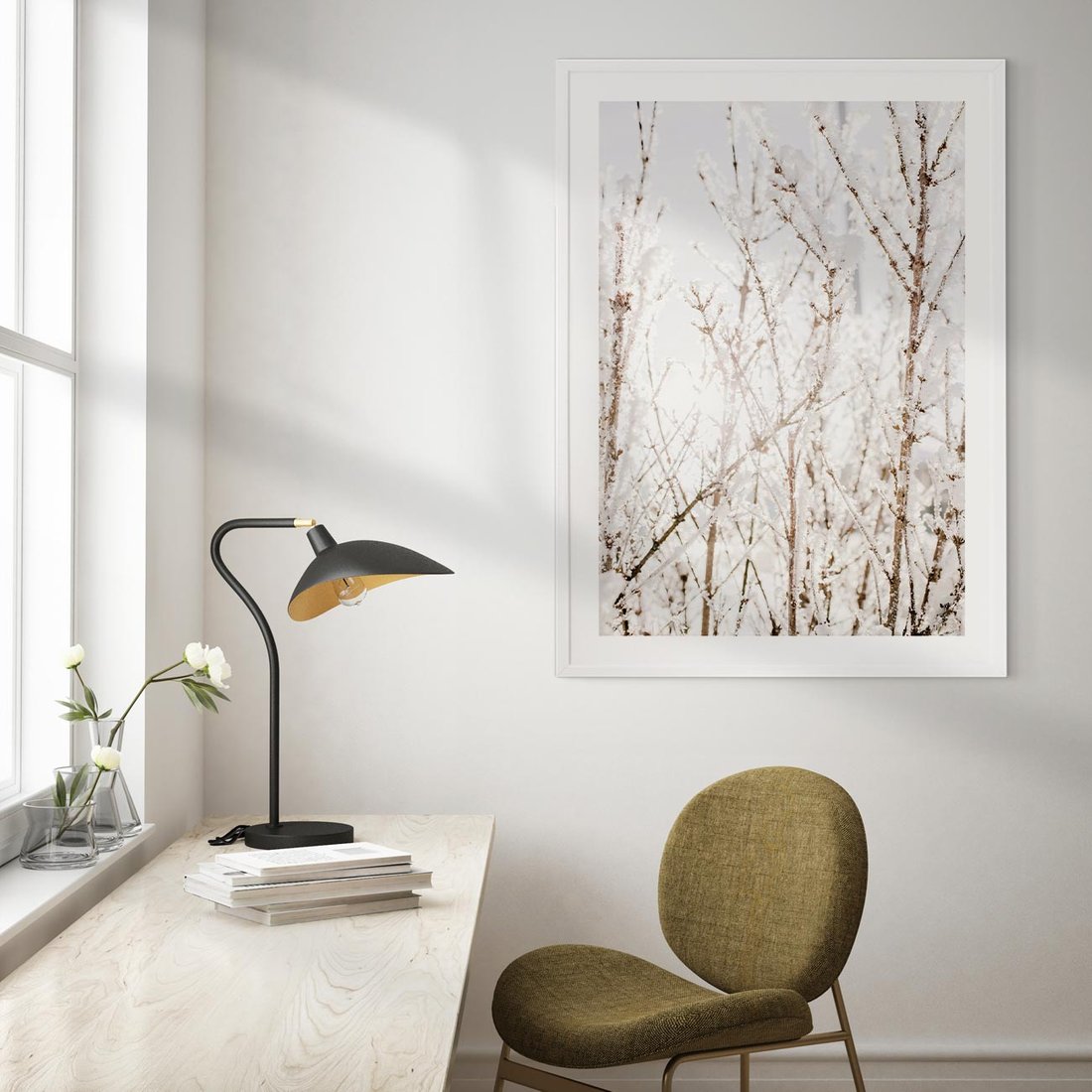 Plakat bez ramy 30x40 - Szron na Gałęziach - ośnieżone gałązki, szron na gałęziach