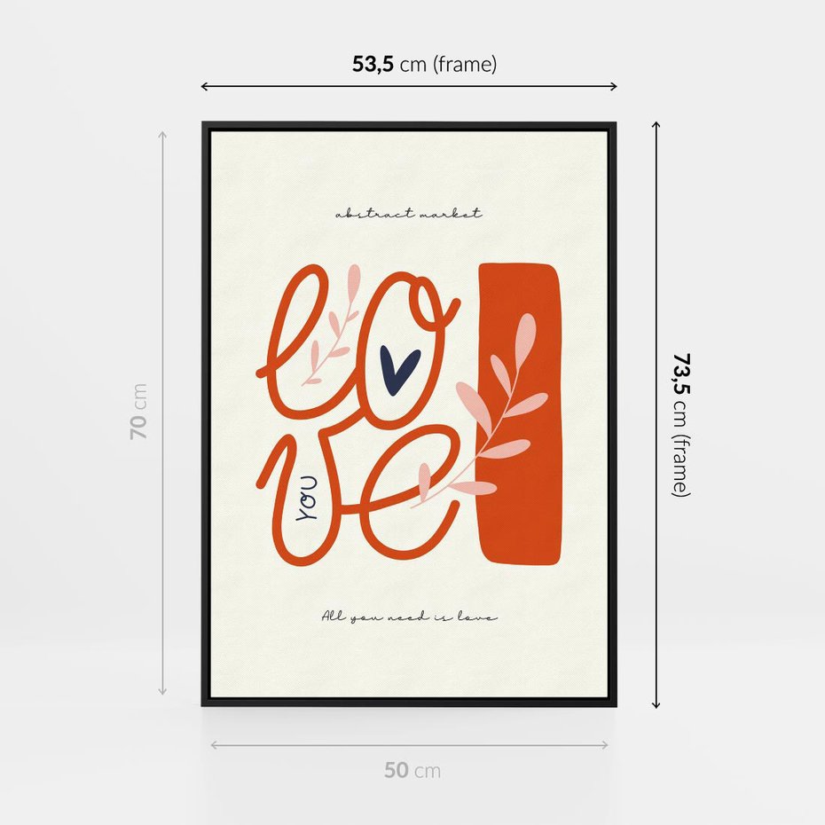 Obraz w ramie 50x70 - Pastelowa Siła Miłości - miłość, love - rama czarna