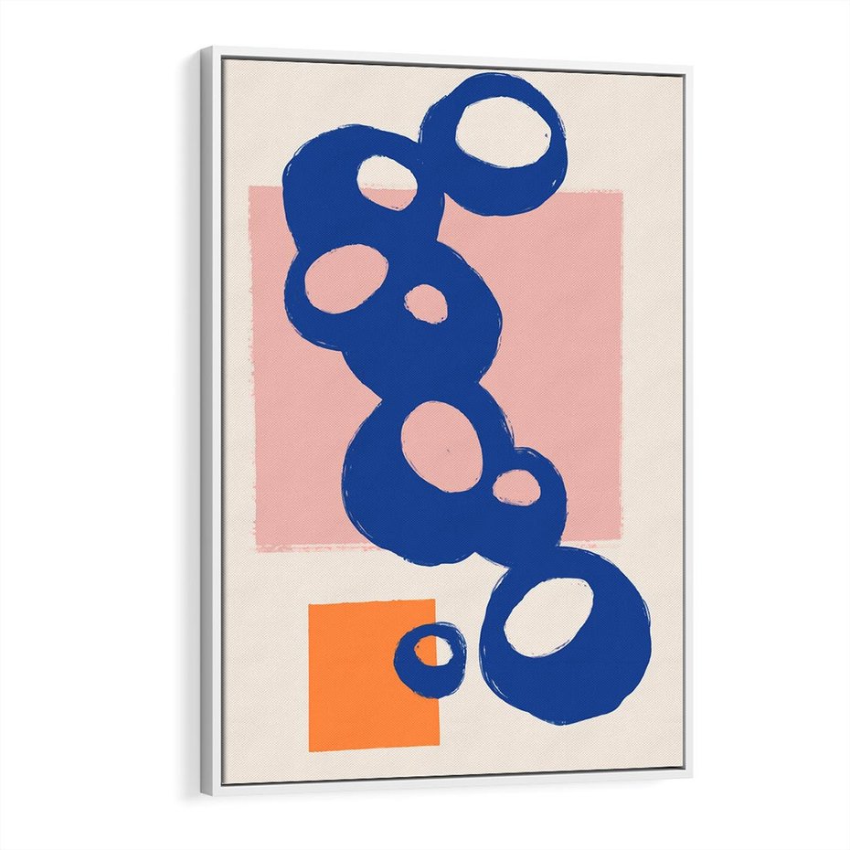 Obraz w ramie 50x70 - Migocące Plamiste Echa - abstrakcja, nowoczesny plakat - rama biała