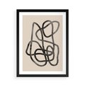 Plakat w ramie 50x70 - Przenikanie Wirtualnych Wymiarów - zaplątane minimalistyczne linie, na bezowym tle - rama czarna