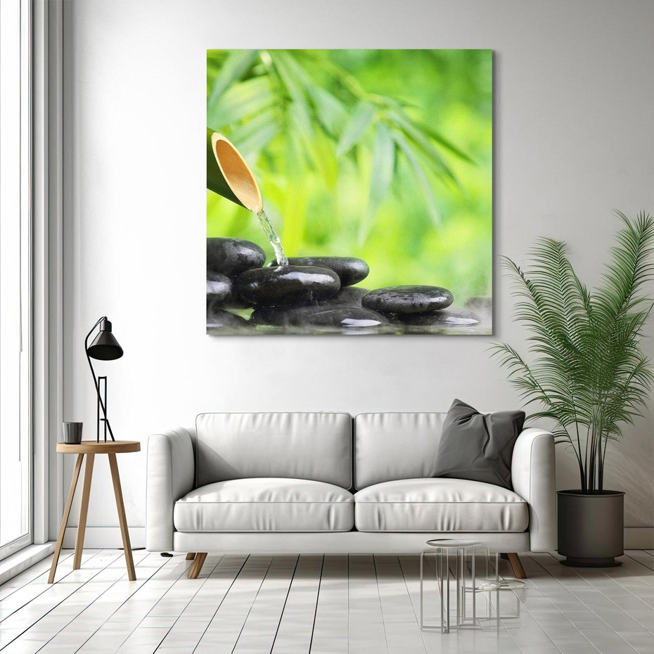 Obraz na płótnie 40x40 - Spokój w bambusowym SPA - bambus, SPA