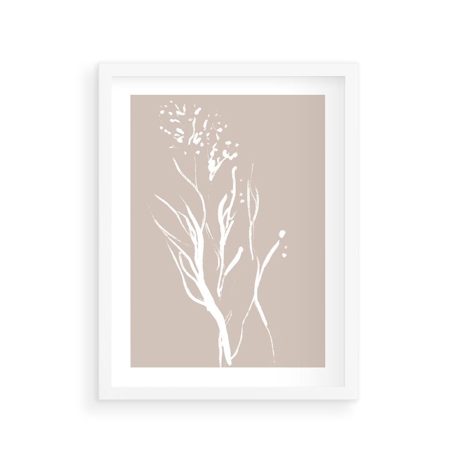 Plakat w ramie 30x40 - Impresje Pastelowych Nastrojów - minimalistyczny delikatny obraz, beżowe odcienie - rama biała