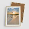 Plakat w ramie 50x70 - Zachód słońca na plaży - plaża, zachód - rama drewno