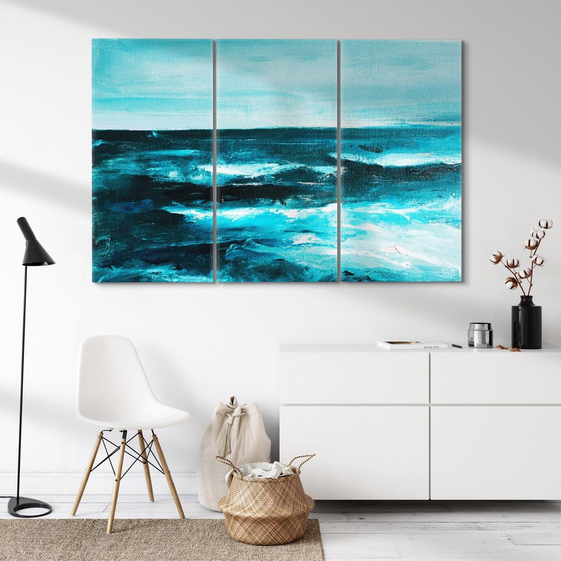 Obraz na płótnie 120x80 - Burza Nad Granatowym Oceanem - piękny marynistyczny obraz olejny, wzburzone ciemne morze