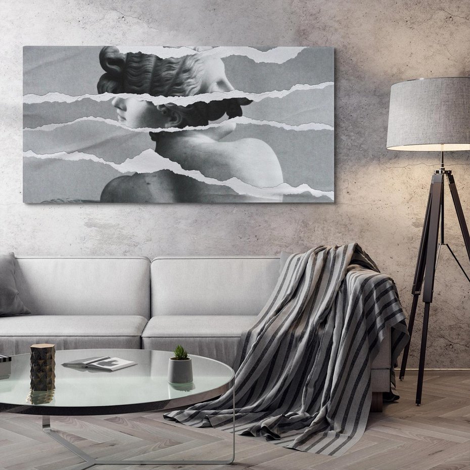 Obraz na płótnie 120x60 - Kolaż z Antyczną Rzeźbą - antyczna rzeźba, kolaż ze zdjęć