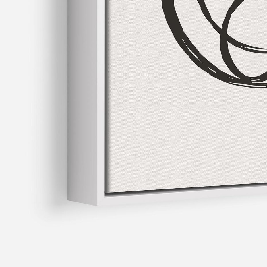 Obraz w ramie 50x50 - Migotliwa Kreatywność - abstrakcyjne szkicowane linie, minimalizm - rama biała