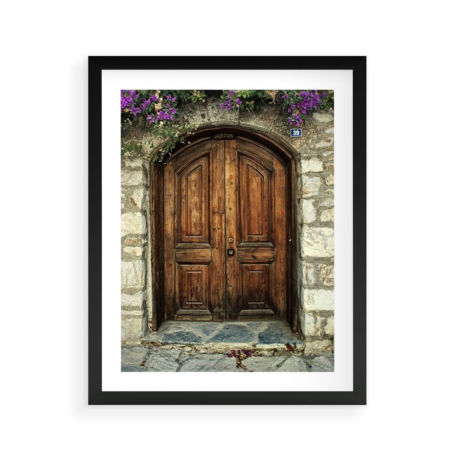 Plakat w ramie 40x50 - Tajemnicze stare drzwi - stare, drzwi - rama czarna