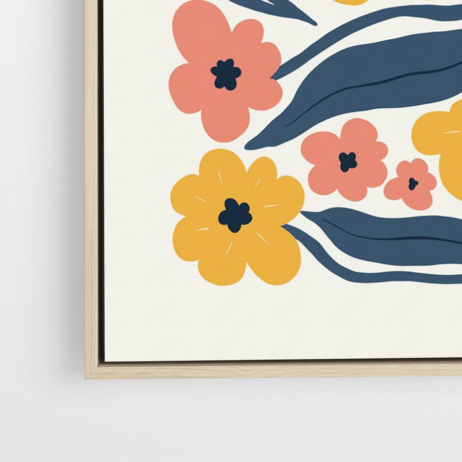 Obraz w ramie 50x70 - Pastelowe Impresje - pastelowe kwiaty, abstrakcyjna kompozycja - rama drewno