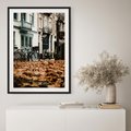 Plakat w ramie 50x70 - Rowery w Mieście pełnym Liści - rower, miasto - rama czarna