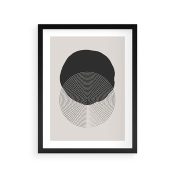 Plakat w ramie 50x70 - Boho Przenikanie Uroku - abstrakcyjna kompozycja, okręgi - rama czarna
