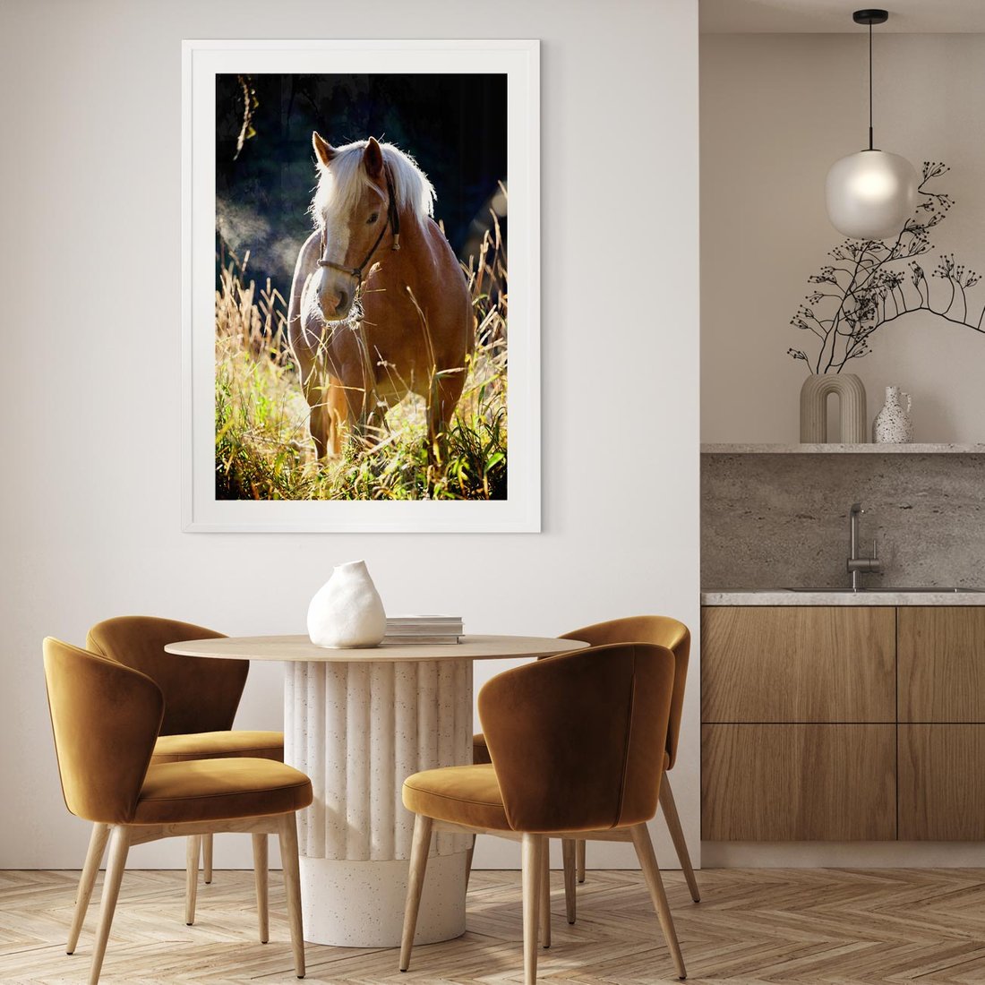 Plakat bez ramy 30x40 - Spotkanie konia na łące - koń, łąka