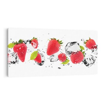 Obraz na płótnie 120x60 - Rajskie truskawki z wodą - truskawki, woda